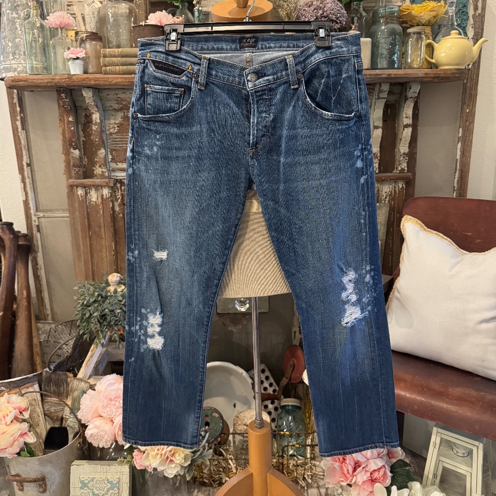 COH Citizens Of Humanity DYLAN DISTRESSED Drop Rise Cropped JEANS | 28